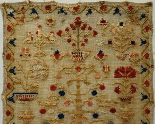 MID 19TH CENTURY ADAM & EVE AND MOTIF SAMPLER BY AMY BEZZEY? - c.  1860 2