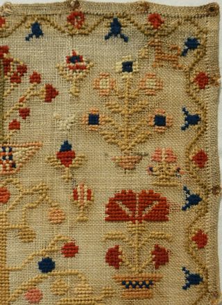 MID 19TH CENTURY ADAM & EVE AND MOTIF SAMPLER BY AMY BEZZEY? - c.  1860 5