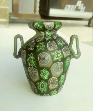 Antique Millefiori Fratelli Toso Miniature Bud Glass Vase