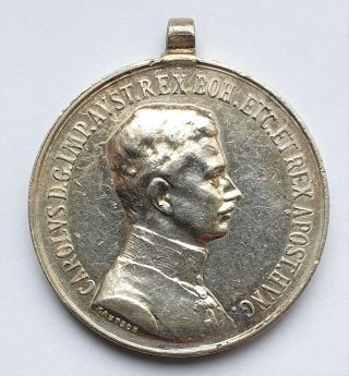 Austrian - Silver " Fortitudini " Military Antique Award Medal " Carolus D.  G.  Imp.
