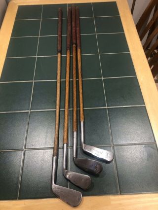 Antique Hickory Golf Clubs A Matched Small Set Of Playable Rustless Irons Lovely 4