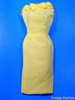 Barbie Doll Yellow Silk Sheath Dress Htf Vintage 1960 