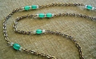 Antique Edwardian Gold Fill Necklace,  Foxtail Fringe Tassel Peking Glass Beads 3