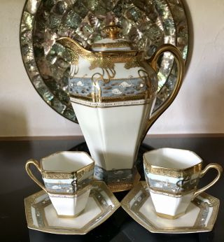 Antique Porcelain Hand Painted Nippon Chocolate Tea Set