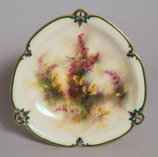 A Wonderful Antique Hadley Worcester Porcelain Shaped Bowl,  Hand Painted 2