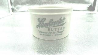 Vtg Lambrecht Stoneware Butter Crock 4 1/2