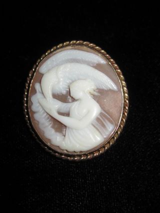 Antique Carved Shell Cameo - Hebe And Zeus - C Clasp -