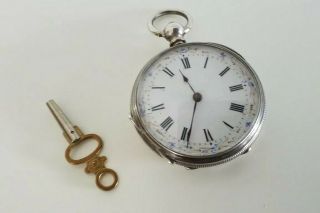 Antique Solid Silver Pocket Watch And Key Order Hallmarked