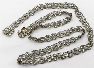 Antique Victorian Paste Set Bright Gem Long Ladies Necklace Chain