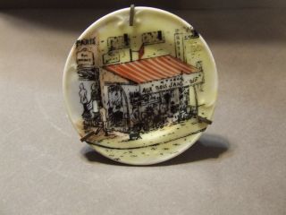 Vintage Limoges France Mini Plate W/ Stand French Store Street Scene
