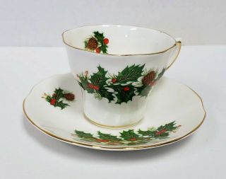 Vintage Tea Cup And Saucer,  Queens Yuletide Rosina China England