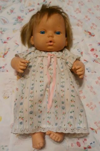 Vintage 1972 Newborn Baby Tender Love 13 " Baby Doll Mattel Girl Blonde Blue Eyes