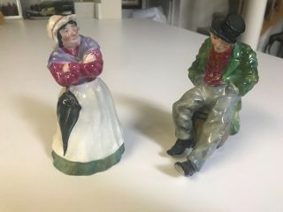 Set Of 2 Vintage 6 1/2 " Crown Staffordshire Man & Woman Figurines Excllnt