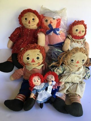 Early Vintage Raggedy Ann And Andy Dolls With Tags