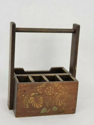 Vintage Rustic Primitive Wooden Tool Box Caddy Tote Farmhouse Country 2