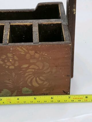 Vintage Rustic Primitive Wooden Tool Box Caddy Tote Farmhouse Country 3