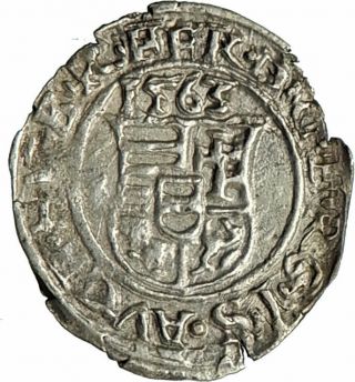 1563 HUNGARY Authentic Antique Hungarian Silver Coin FERDINAND I Madonna i77121 2