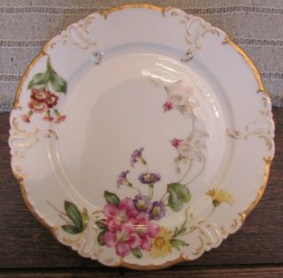 Antique 1800’s Royal Copenhagen Danmark Porcelain Flor Cabinet Plate Gilded