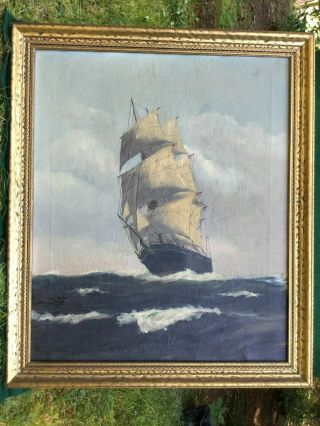 Antique Clipper Ship Marine Oil Painting 20 