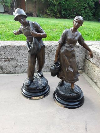 19th Century French Spelter Figures Signed Bofill