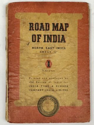 Vintage Road Map Of India: North East India.  India Tyre & Rubber Company,  1940