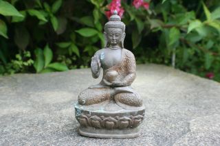 Oriental Chinese Bronze Carved Buddha Figure Statue