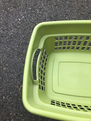 Vintage Rubbermaid Laundry Basket Olive Green Clothes Hamper Plastic 2
