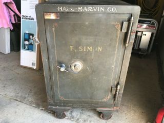 Antique Hall - Marvin Safe Co.  Floor Safe Circa 1922 - 1930 Yale Combination Lock