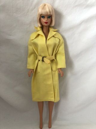 Vintage Barbie Doll Fashion Outfit 949 Yellow Raincoat With Belt Tagged