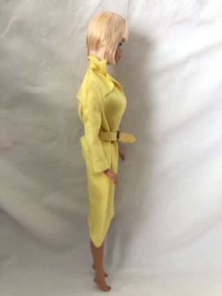 Vintage Barbie Doll Fashion Outfit 949 Yellow RAINCOAT With BELT Tagged 3