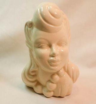 Vintage 1940 Signed Lady Head Ceramic Pottery Vase Rare