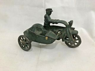 Great Orig.  Antique Hubley Painted Cast Iron Cop Harley Davidson Motorcycle Toy