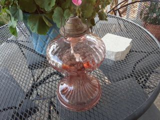 Antique Pink Depression Glass Kerosene Lamp