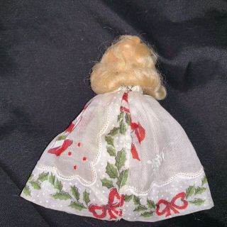 Early Vintage Nancy Ann Storybook Baby Doll Bisque & Cloth Holiday Dress 5” NASB 2
