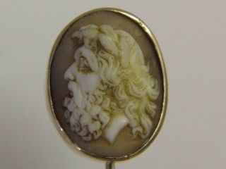 Exquisite Antique Victorian 9ct Rose Gold Expert Carved Shell Cameo Stick Pin