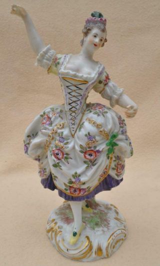 German Antique Nymphenburg / Frankenthal Dancing Lady Figure