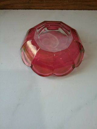 Vintage DEVIL EGG SERVING DISH clear CUT GLASS w/ Ruby dip bowl & glass spoon 8