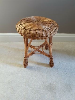 Vintage Rustic Home Furniture Wicker Ottoman Pouf Foot Stool 12.  5 X 13.  5 "