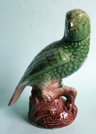 Large Antique 19th Century Staffordshire Green Pottery Parrot. .  Ref.  1493