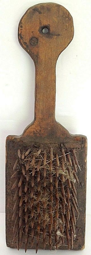 Early Wood Flax Comb,  Hatchel Or Hetchel,  