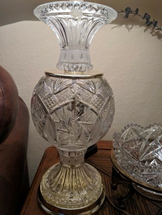 Vintage Cut Glass Crystal Table Lamp Match Your American Brilliant Bowl Vase Abp