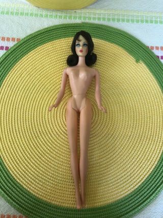 1966 Flip Hair? Barbie Doll,  Twists,  Turns,  Bends.  Brown Hair,  As A Display.