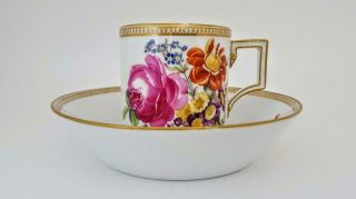 Antique 18th Century Meissen Marcolini Period Floral Cup & Saucer 1774 - 1815 2