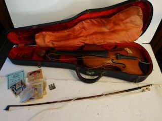 Antique Violin 4/4 Hopf W/vuillaume A Paris Bone Frog Bow & Case Bryant 1919