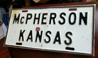 Vintage Kansas License Plate Antique Mcpherson County Auto Car Tag
