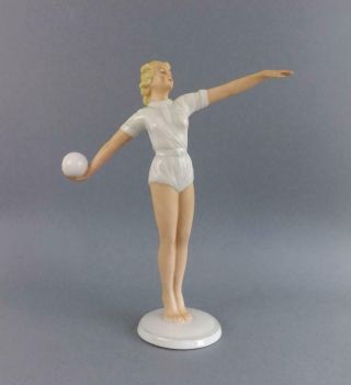 Antique Porcelain German Wallendorf Art Deco Figurine Of A Gymnast By Schaubach