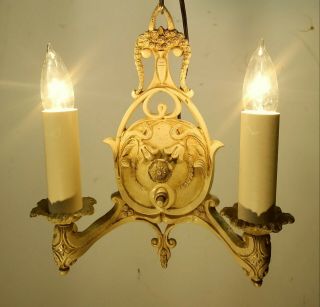 2 Antique Wall Sconces - Solid Brass - Painted Finish - Shabby Chic