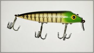 Rinehart Musky Jinx Lure Made In Oh 1940s Green Head Silver Scales Black Bars