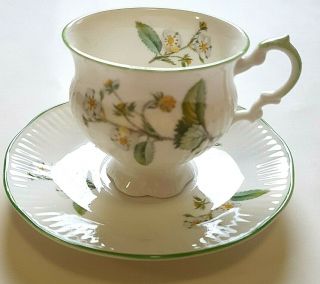 Elizabethan Staffordshire Textured Bone China Cup And Saucer Hedgerow
