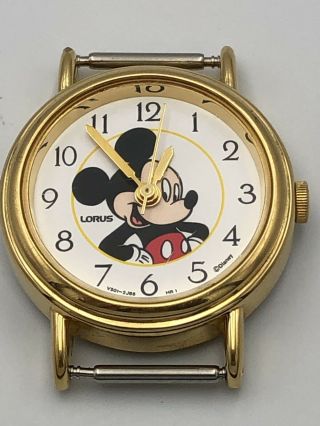 Rare Vintage Lorus Disney Watch Mickey Mouse Gold Tone Women’s Children’s